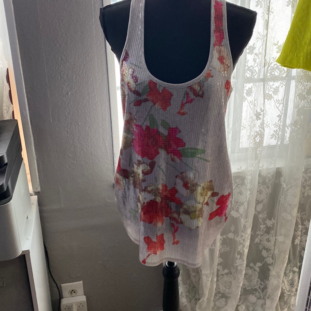 Express Floral Sequin Front Top